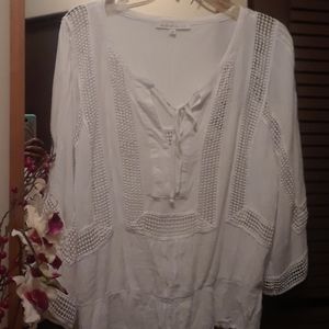 LONG SLEEVE PULL OVER BLOUSE V-NECK